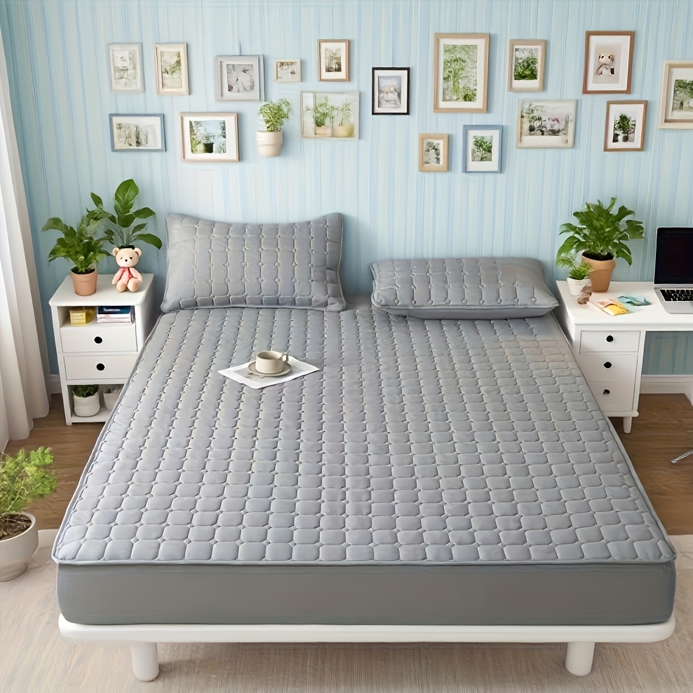 TEMU 1 Drap-housse matelassé minimaliste, moderne, de couleur unie, doux pour , adapté à toutes , respirant, infroissable et silencieux ; lavable en