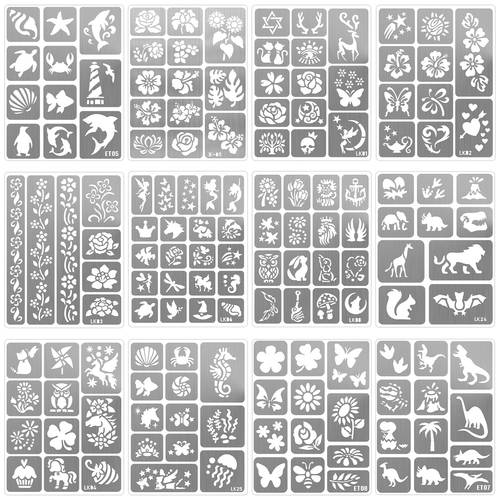 over 140 animal and plant series tattoo stencils for diy hand body art decorations