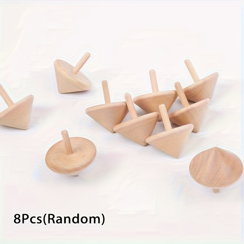 Image of 8pcs Color Diy Wooden Spinning Top Toy, Suitable For Birthday Party Gifts, Christmas, Piñata Fillers, Children's Holiday Gifts, And Outdoor Competitive Toys (random)