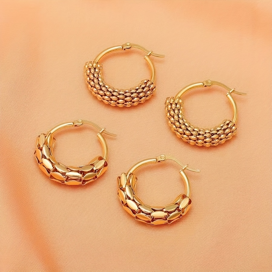 3pcs set   style golden silvery hollow texture hoop studs fashion unique accessory for   holiday idea gift for ladies details 6