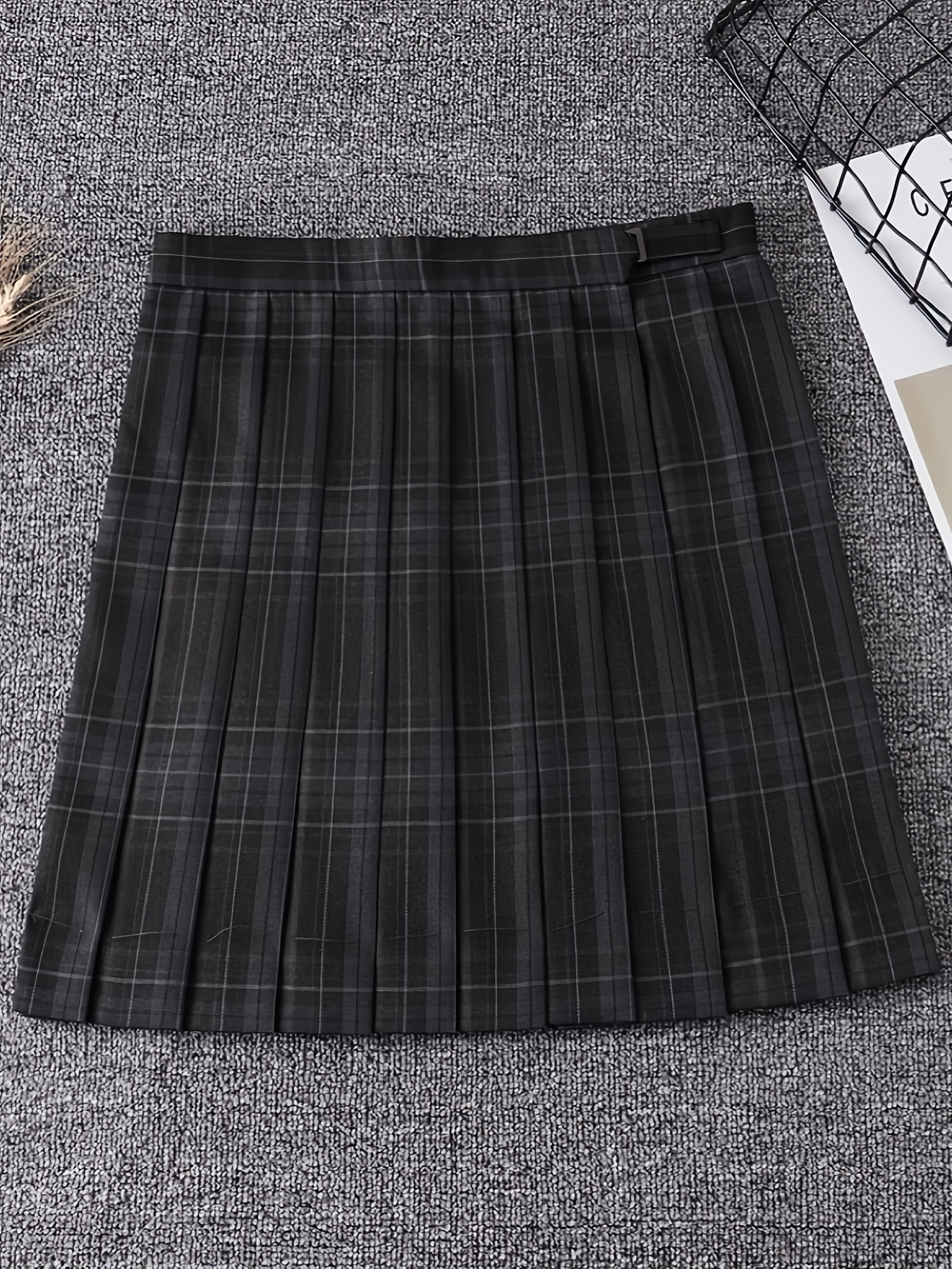 hoch taillierte karierte faltenrock polyester 100% asiatischer stil gestreifter   uniform rock ohne details gewebt