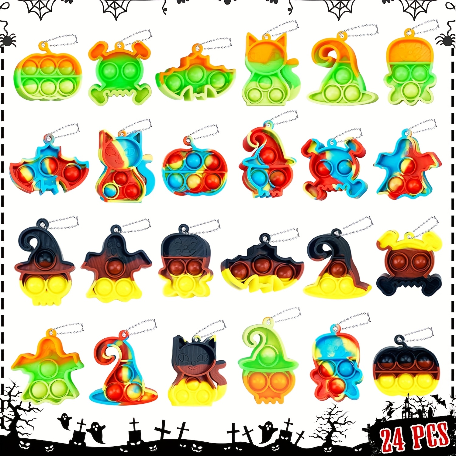 MEZHOBBY 24pcs Halloween Mini Pop Fidget Toys