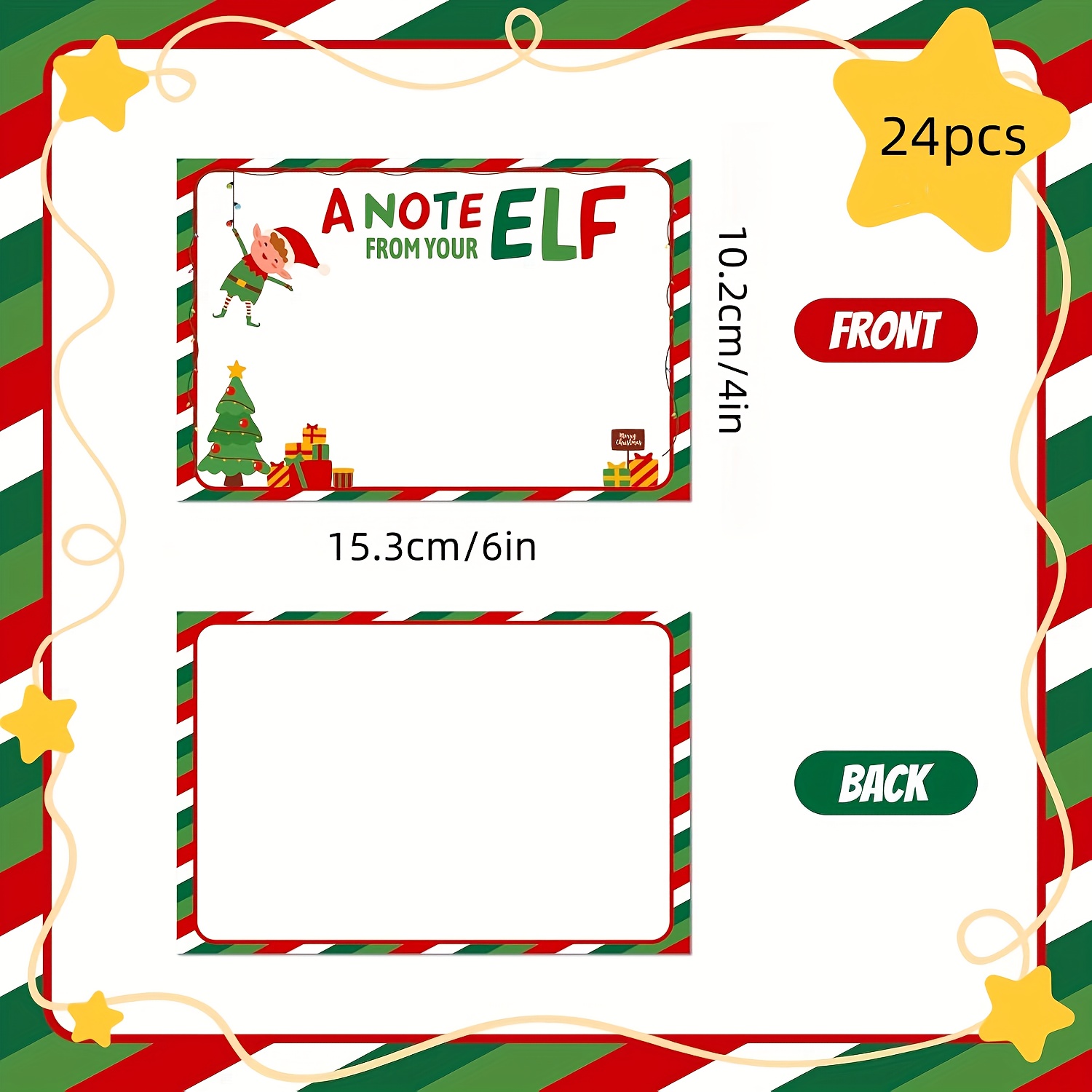 Image of 6/12/24pcs, Christmas Elf Greeting Card, Holiday Party Decor, Christmas Wishes Card, Adorable Elf Card
