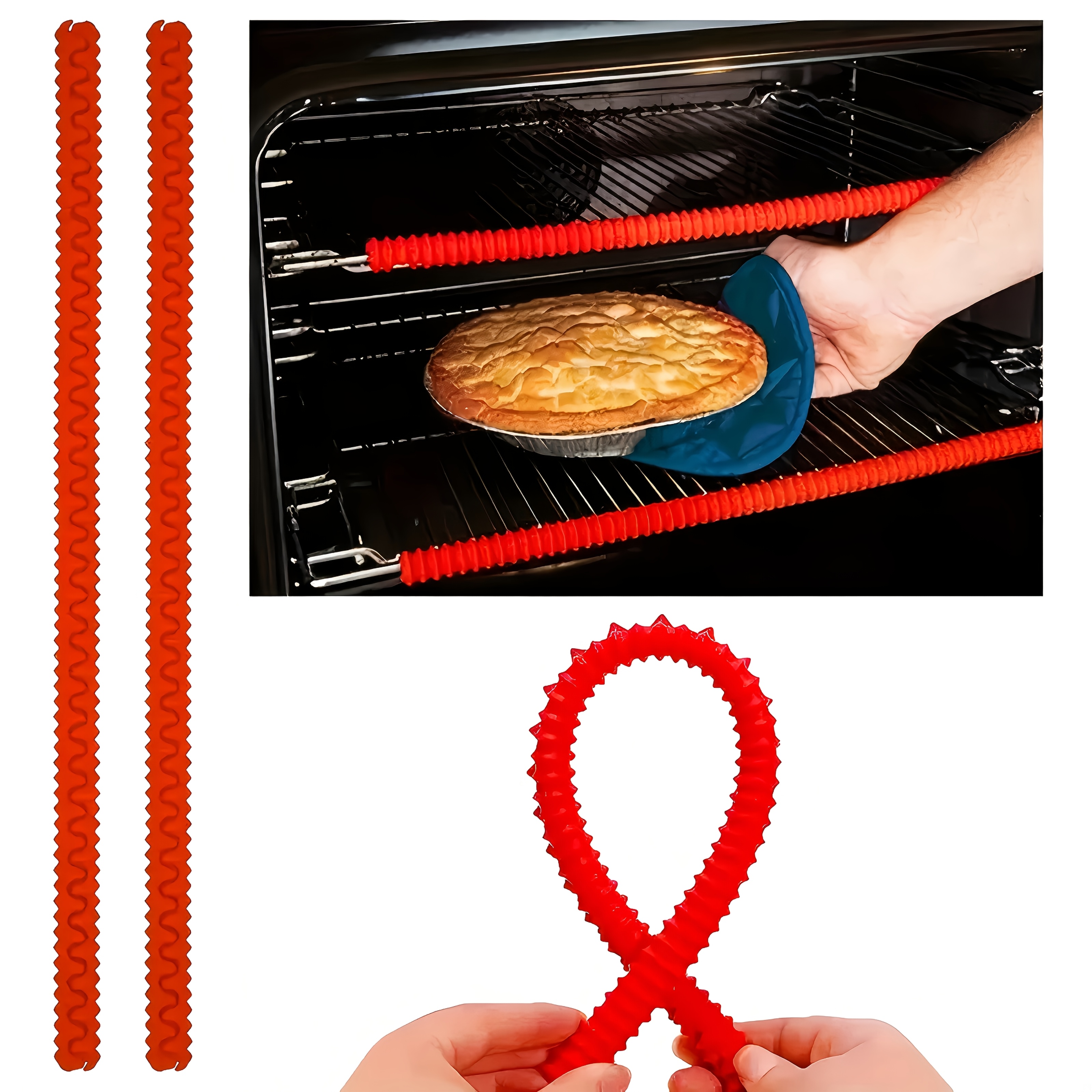 2 3 pack silicone oven rack edge guards heat resistant 14 inches burn prevention kitchen tool for oven safety rv kitchen cooktop additions by  