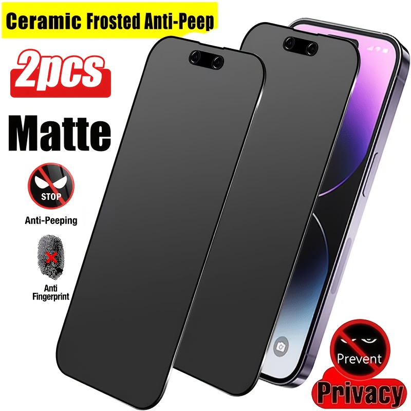 2pcs full coverage matte frosted privacy screen protector anti   9h hardness     anti drop anti scratch     compatible with for iphone 17 16  14 13 12 mini 11   max