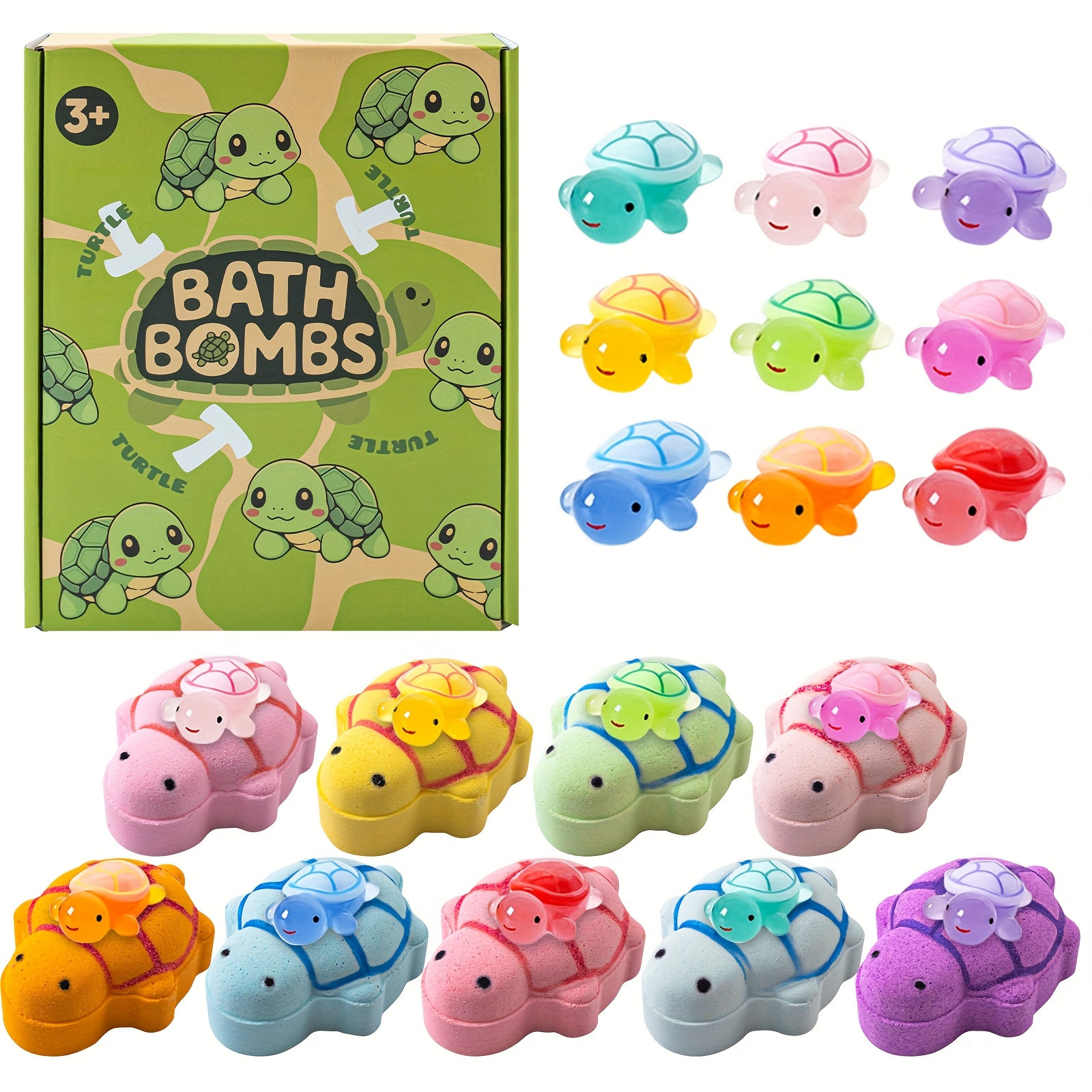 TEMU 's Bath Ball Bubble Bath , 9 Turtle Bubble Bath Balls With Surprise Toys, Educational/birthday Gifts, Valentine's Day Party Creative Gifts,