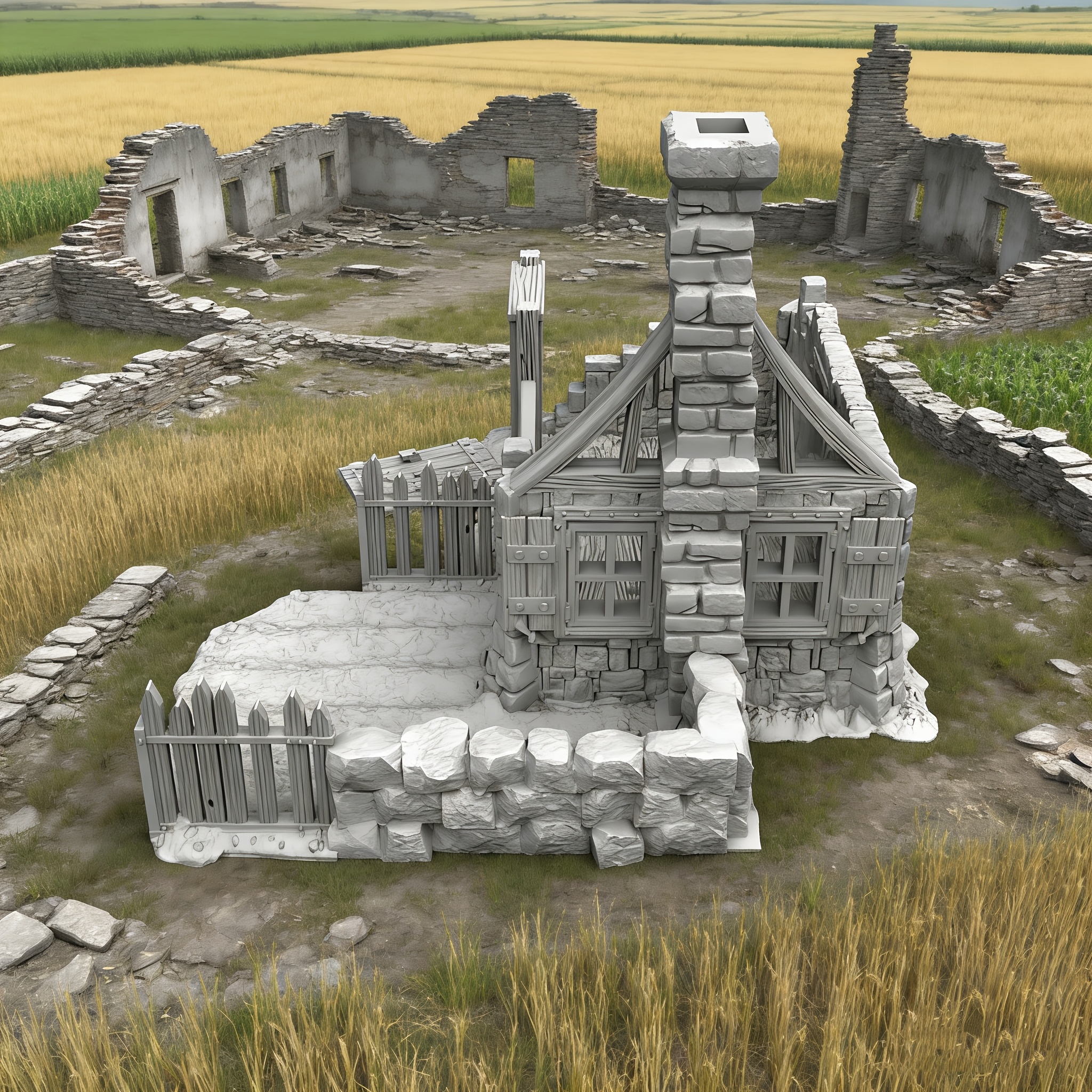 Ruined House Model for Tabletop Games