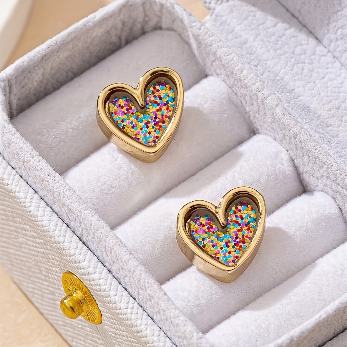 6pcs Colorful Leopard Print Mixed Heart Stud Earrings Set