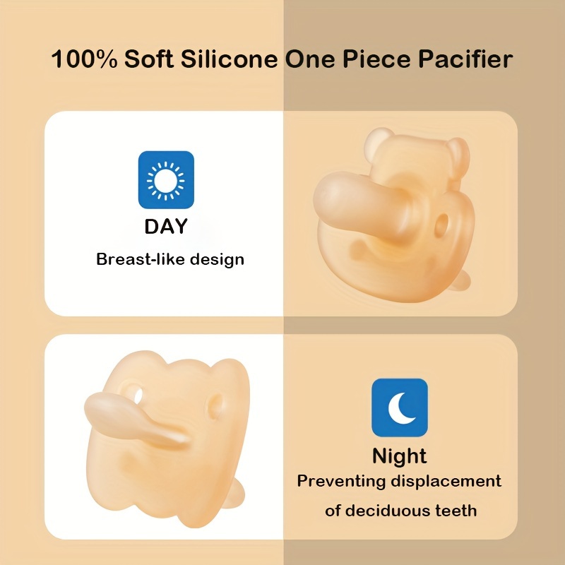 food grade silicone soothing item set for   day night use   dustproof case and anti drop chain khaki details 0