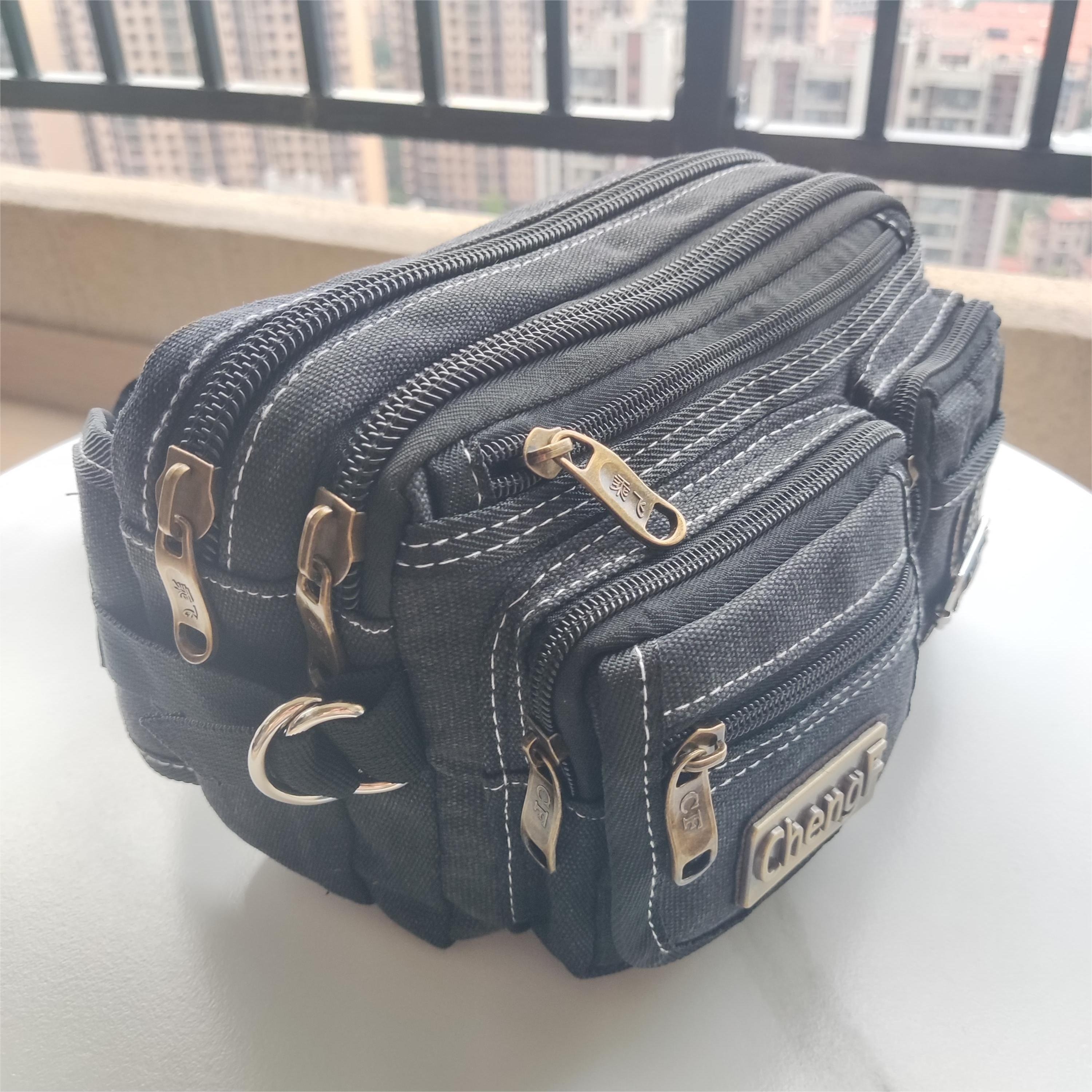 E-shop Modische mehrlagige Gürteltasche mit Reißverschluss, Bauchtasche, Canvas-Retro-Brusttasche, Umhängetasche
