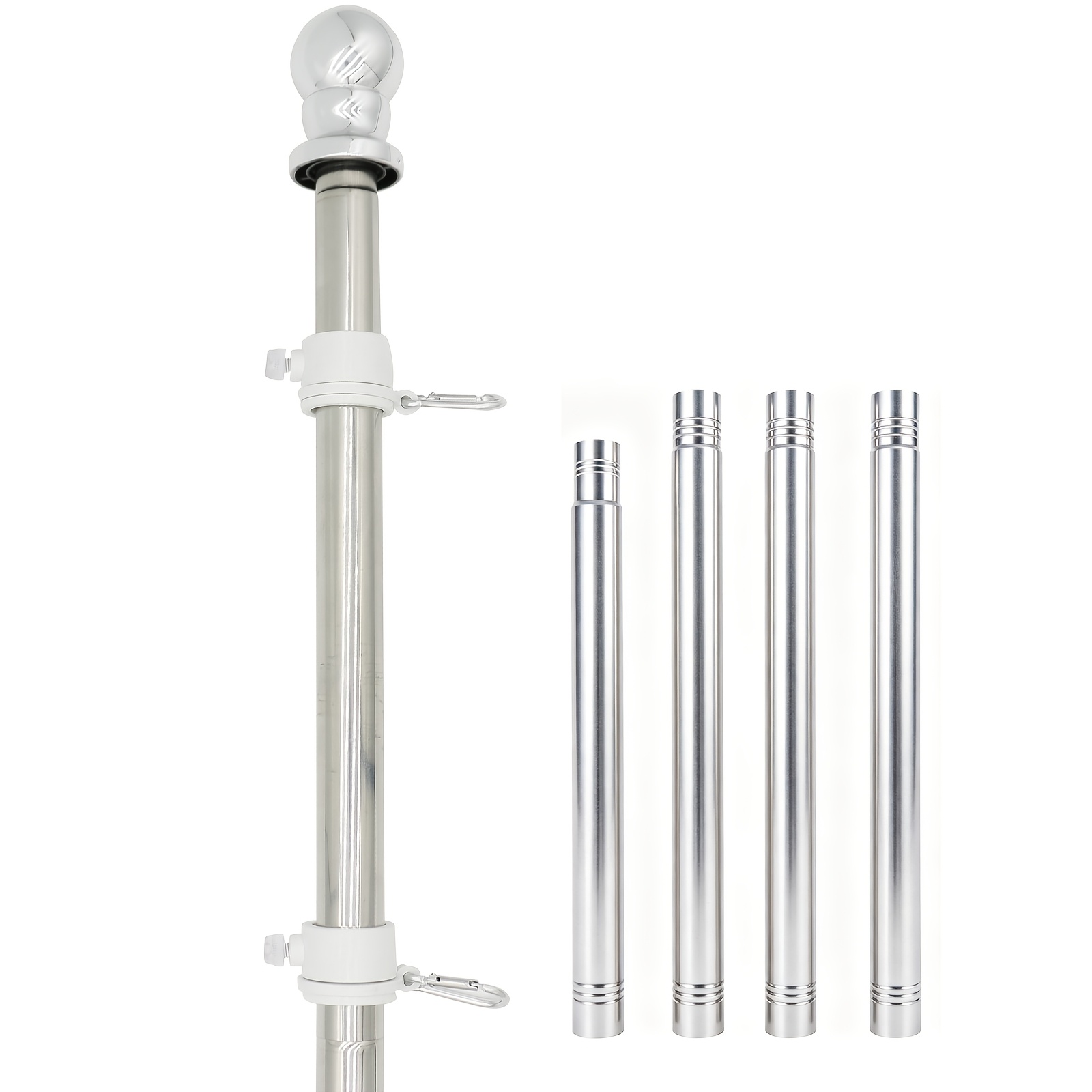Image of 5ft Heavy Duty Outdoor Flag Pole Kit - Free Porch Flag Pole With Flag Pole Rings Or Business!