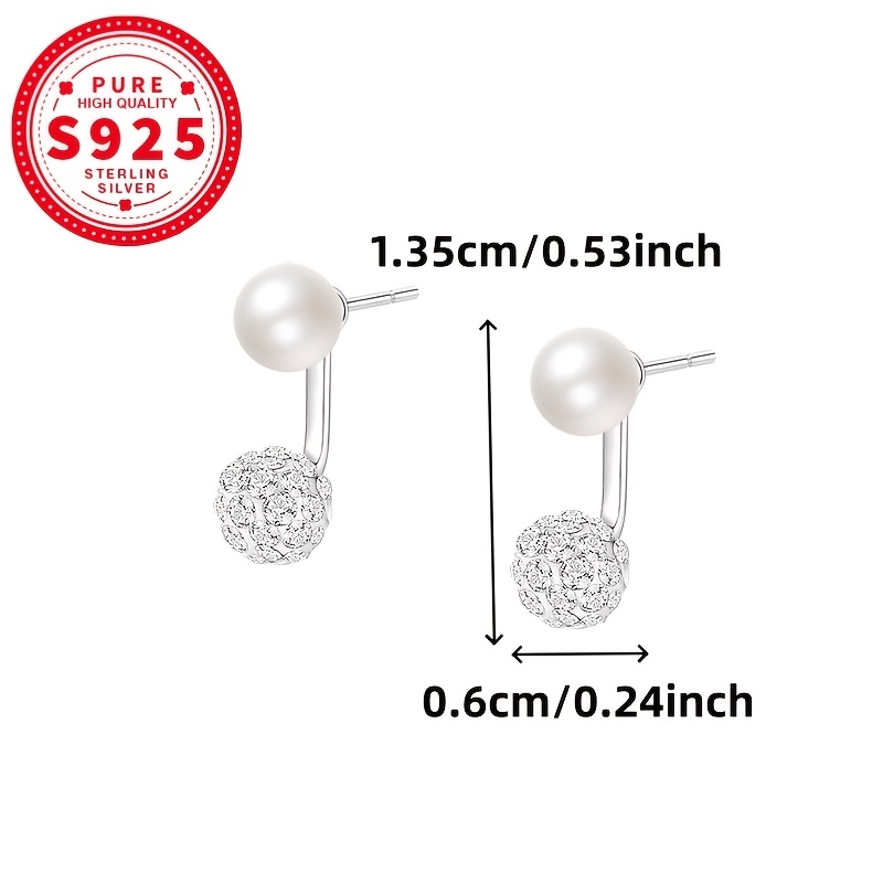 Women's S925 Silver Dangling Faux Pearl Earrings