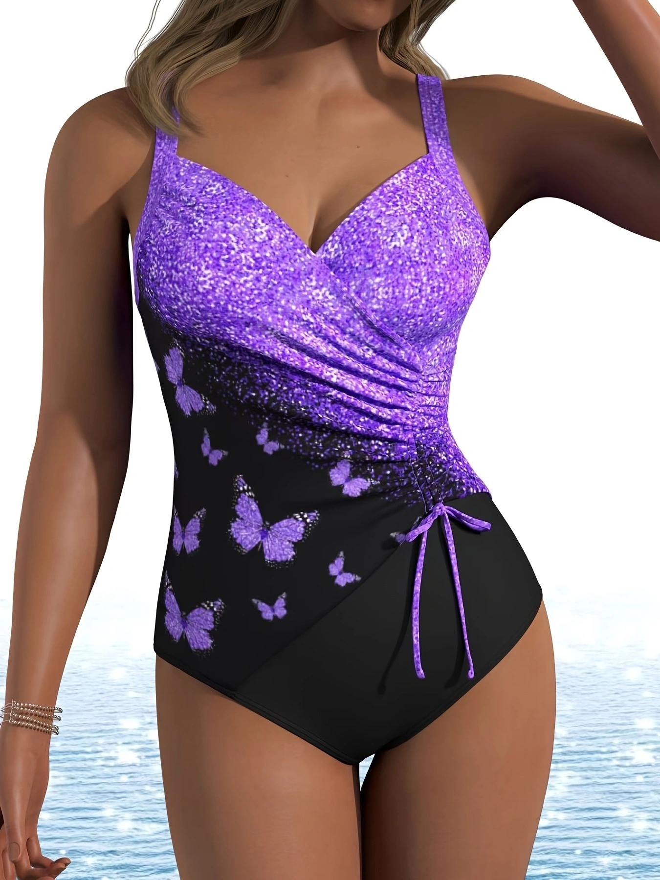womens plus size black and gradient     piece swimsuit