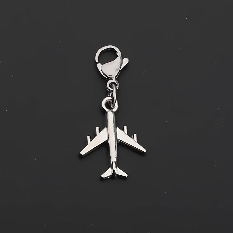 TEMU 20pcs Durable Alloy Airplane Charm Keychain With Lobster Clasp - Sleek Silvery Finish, Ideal For Travelers, Compatible With Various Models,