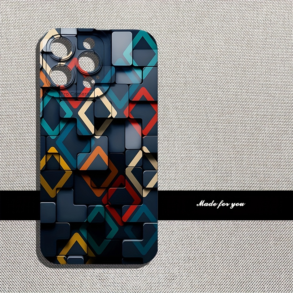 TEMU Stylish And Creative Geometric Check Patterns Are Popular Designs For High- Protective Phone Cases Compatible With Iphone Models
