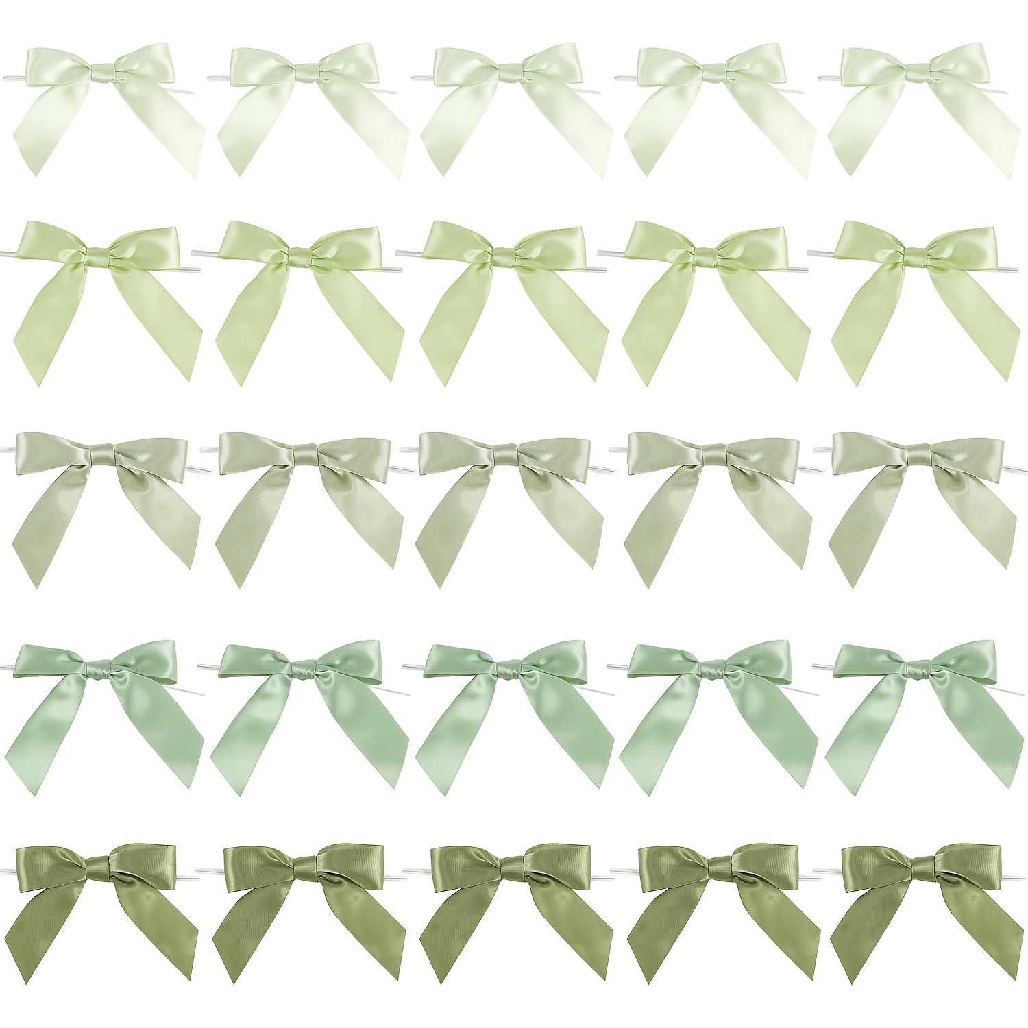 Image of 25pcs—5 Colors X 5pcs Mixed Color Twisted Bows, 3.15 Inches Satin Ribbon Bows For Gift Wrapping, Pre-tied Bows For Crafts, Wedding Decorations, Baby Shower Gifts, Birthdays, And Bridal Shower Favors.