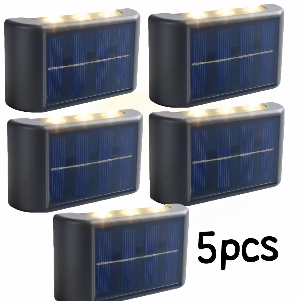 TEMU 5pcs Summer Style 6led Solar Automatic Light Garage Lights, Convex Lens Up And Down Lighting, Christmas Halloween Party Decorative Lights, ,