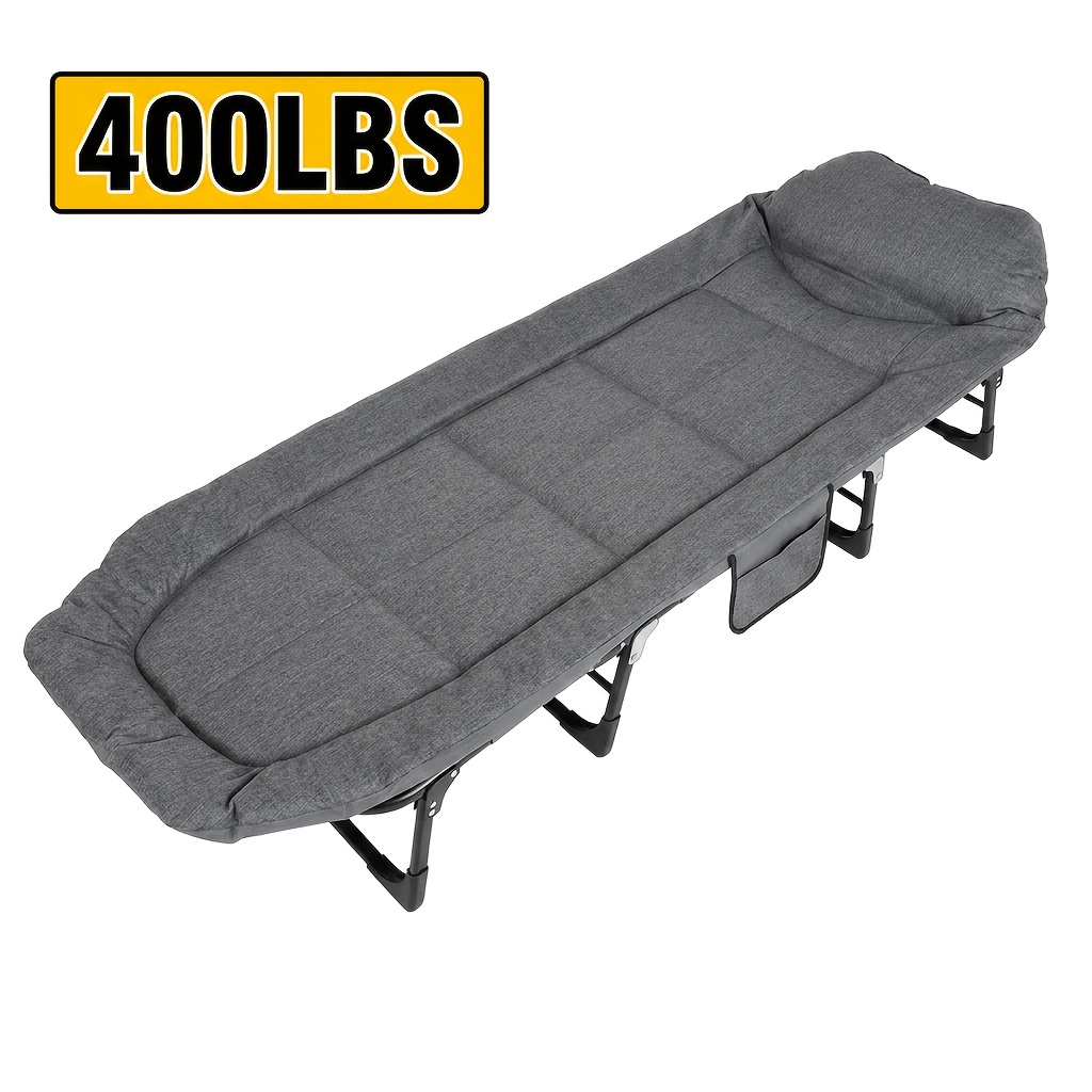 Comfortable Cotton Padded Integrated Bed, Skeleton Cotton Padded Integrated Guest Bed, 70.8-inch Folding Bed with Mattress, Camping Bed, Portable Guest Bed, Load-bearing Capacity Of 400 Pounds, Gray One Pack, Suitable for Gifts