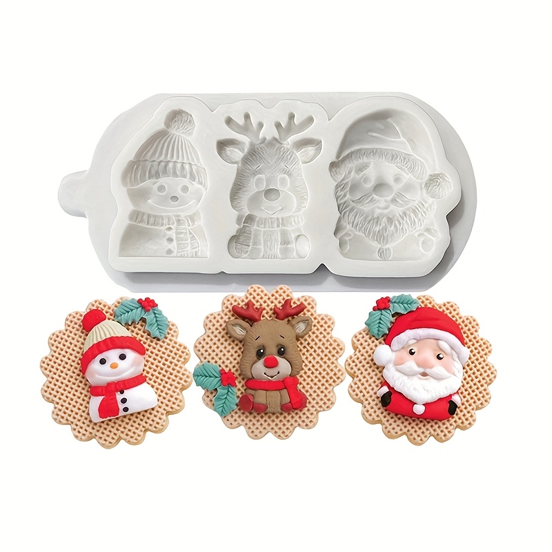 TEMU A Christmas Snowman, Reindeer, And Santa Claus Resin Clay Silicone Mold, Suitable For Making Decorative Accessories
