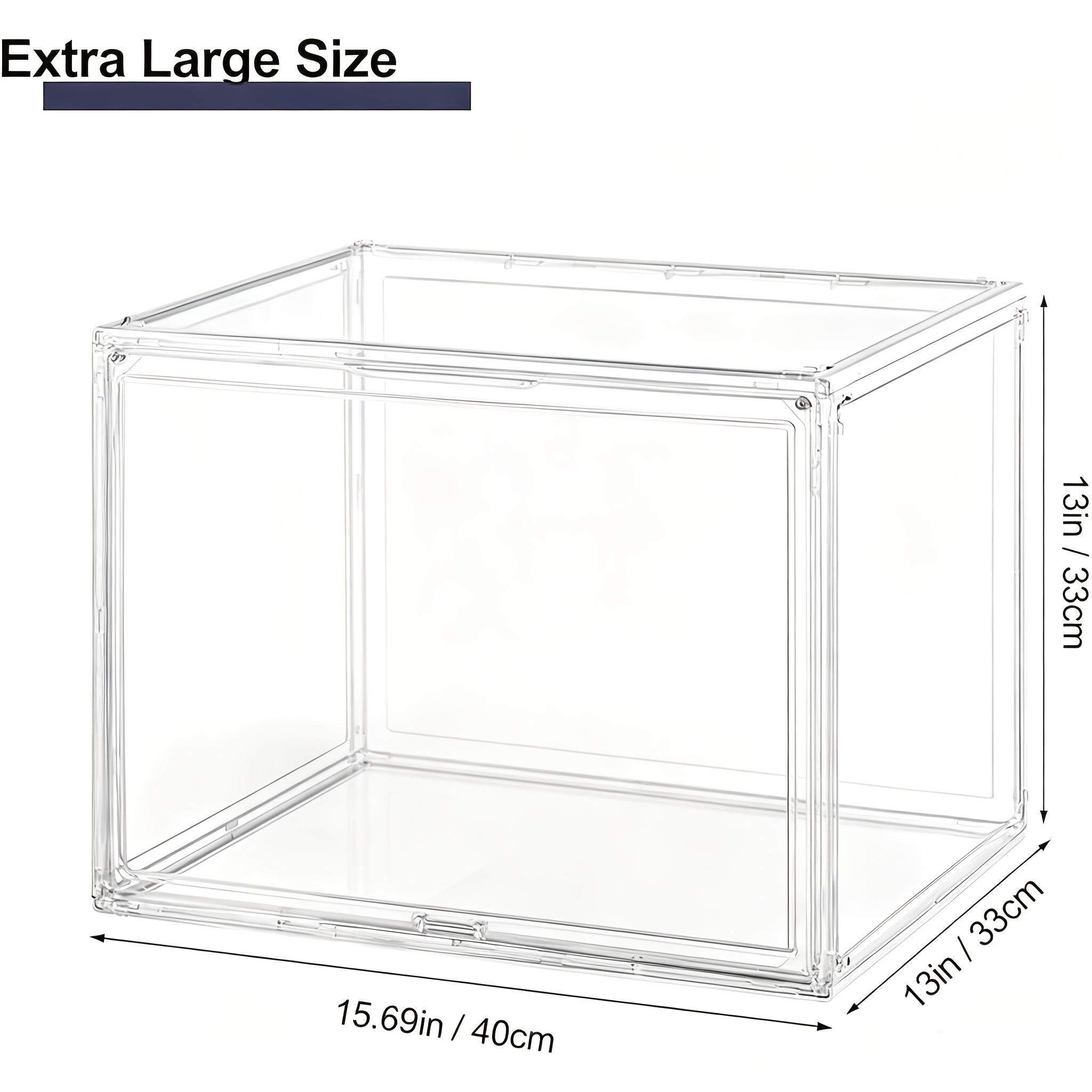 1/2pcs Xxl Clear Display Case Stackable Acrylic Storage Box With Magnetic Lid, Dustproof, For Motorcycle Helmet, Collectible Figures, Shoes, Handbags, Books & Cosmetics, 40 X 33 X 33 Cm