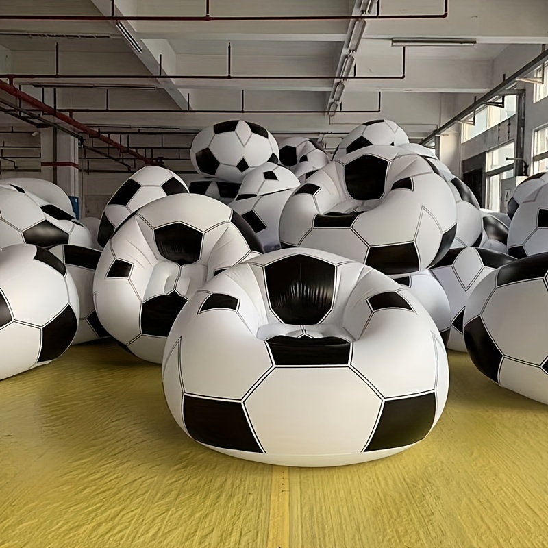 1pc inflatable soccer ball chair sofa single seat durable pvc portable for home outdoor leisure lounger camping gear sports themed decor multicolor holiday celebrations valentines easter independence day christmas halloween details 1