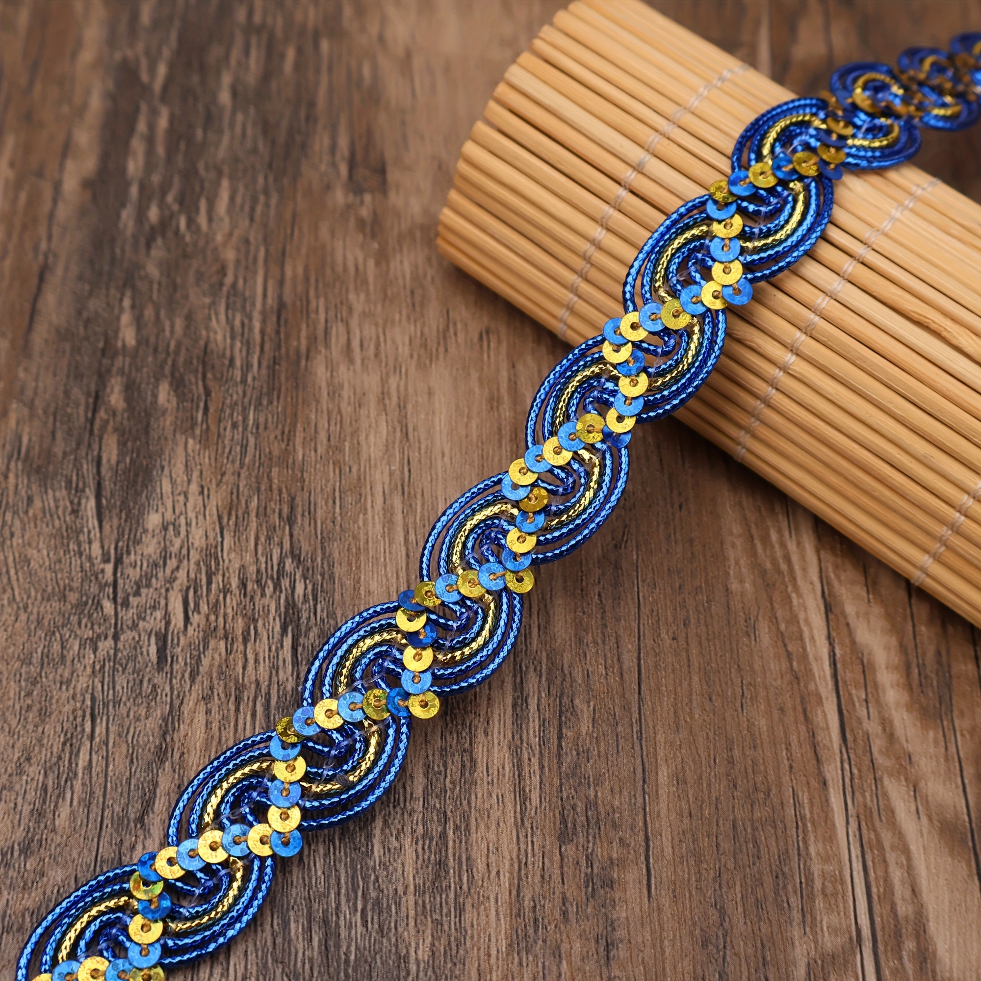 TEMU 2 Iarde di Nastro di Pizzo con di Paillettes in Colori Assortiti - per Cucito, Bordi di Abiti, Accenti per e Decorazioni per Costumi da Ballo