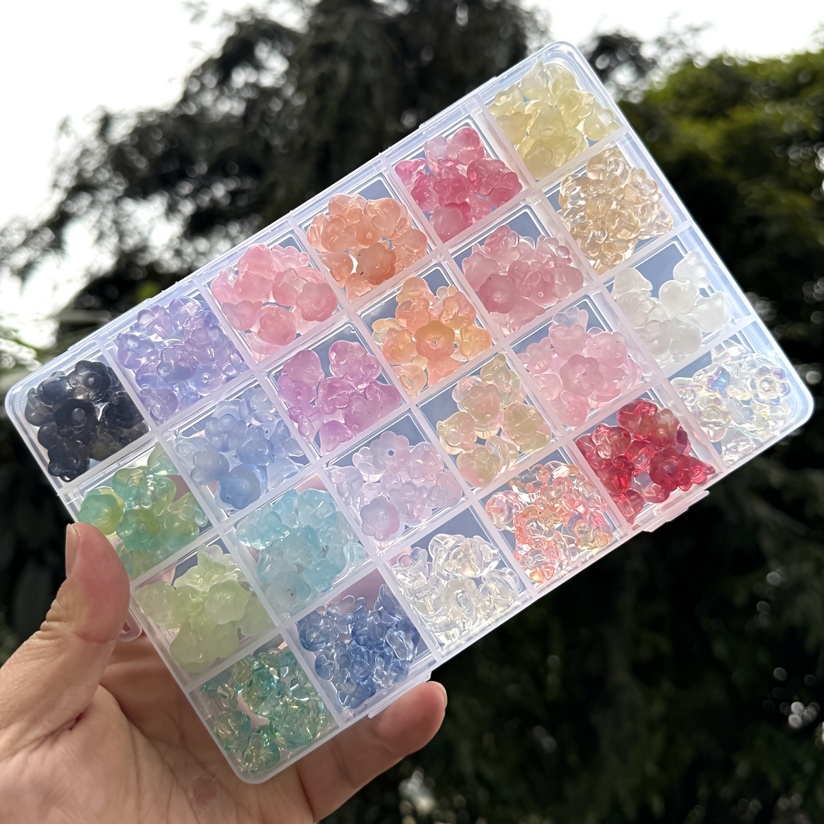 300 peças por caixa, 24 cores, contas de vidro em   de flor para confecção de pulseira, colar, acessório de   e pingente   diy