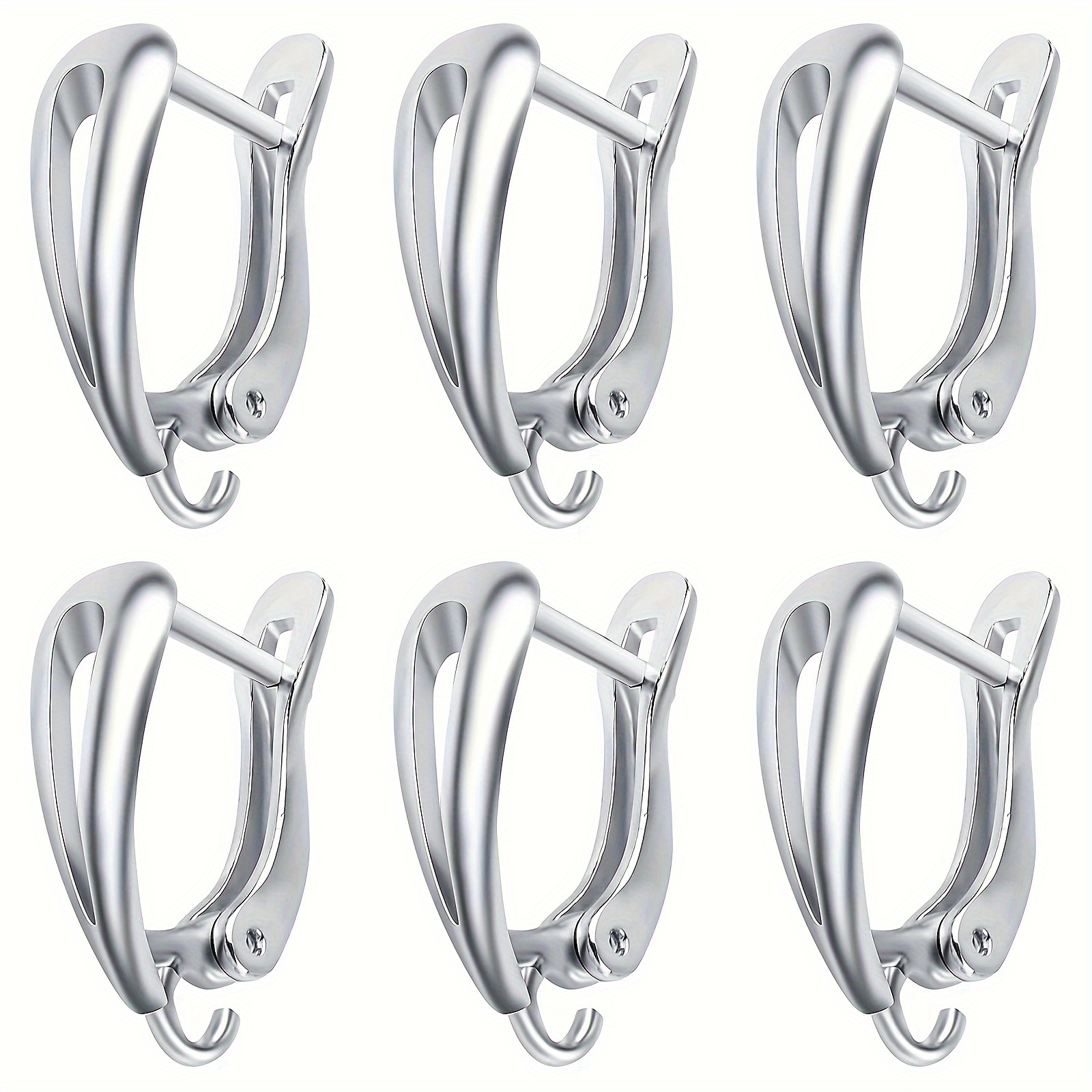 Image of 6pcs French Earring Hooks Lever Back Setting For Diy Earring Clips Clasp Jewelry Making Accessories Earring Clips Replacement Small Business Supplies
