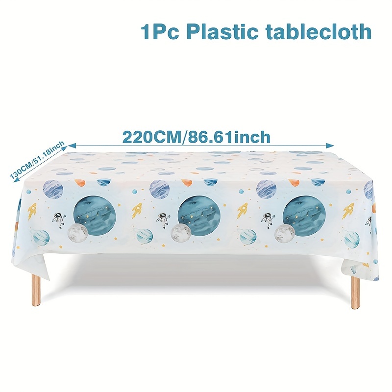 E-shop ., Hochzeitsdekoration, Sommerdekoration, Deko für Draußen, Deko, Weltraum Planet Tischdecke, 220 x 130 cm, Weiße Unterseite Blaue Planet