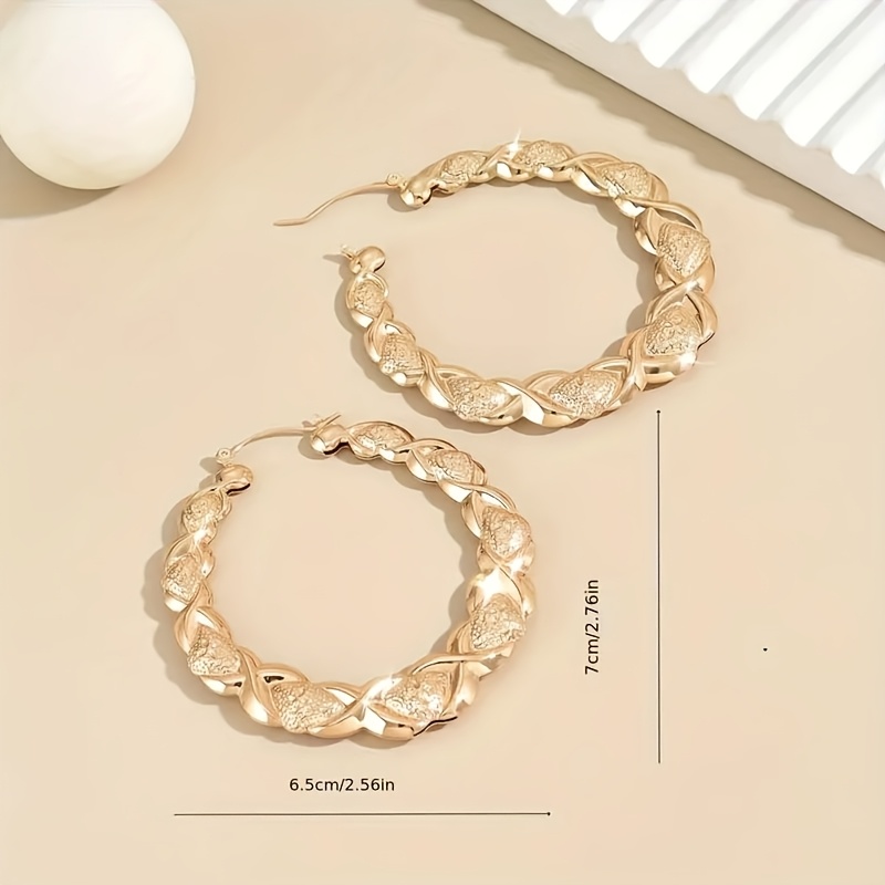 bohemian retro large circle earrings exquisite smooth relief pattern beauty womens pendant earrings perfect jewelry gift for mothers day valentines day Product details 2