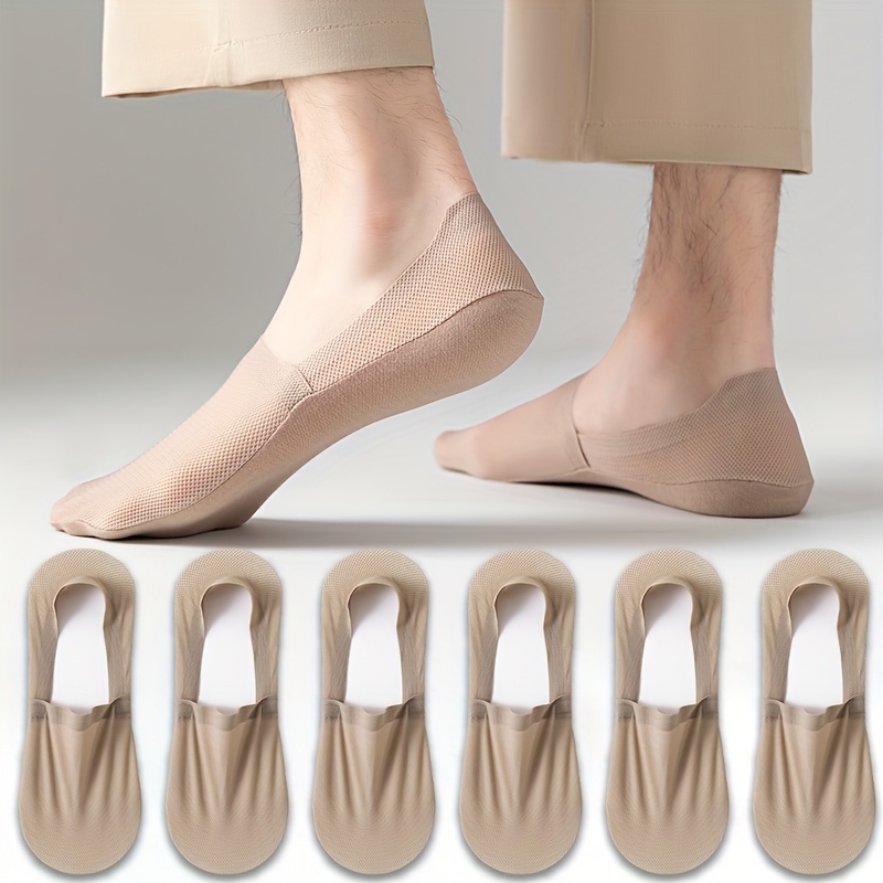 6 pair spring summer new style breathable sweat absorbent simple versatile solid color non slip silicone soft comfortable non slip heel unisex invisible no show socks suitable for pairing with business shoes casual shoes canvas  
