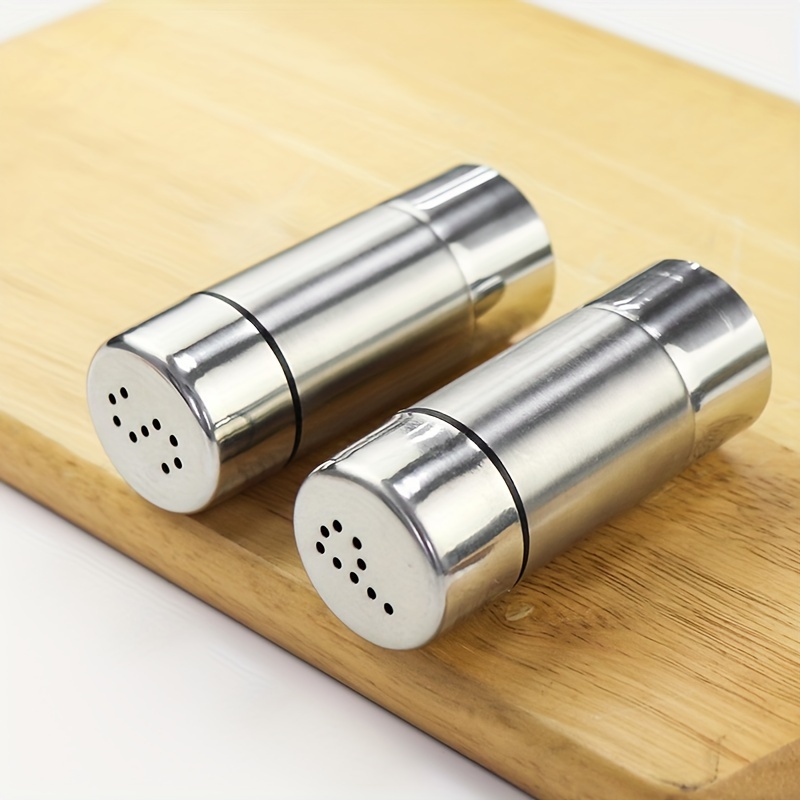 

2 Piece Stainless Steel Pepper Shakers Set, Refillable Shape And P Shape Salt Pepper Shaker Dredge Salt/sugar/pepper Shaker For Kitchen Cooking