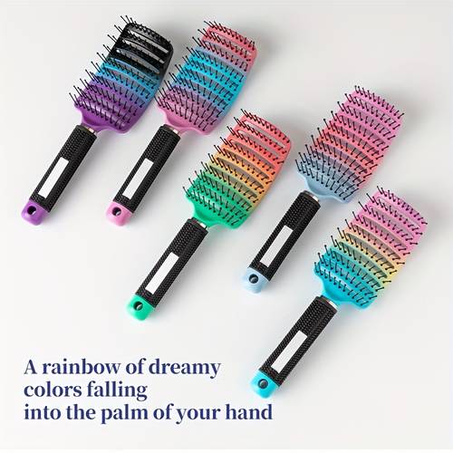 1pc gradient hollow large curved comb massage hairbrush smooth curls and volume suitable for all hair types for wet or use abs plastic handle hair oil curling comb styling
