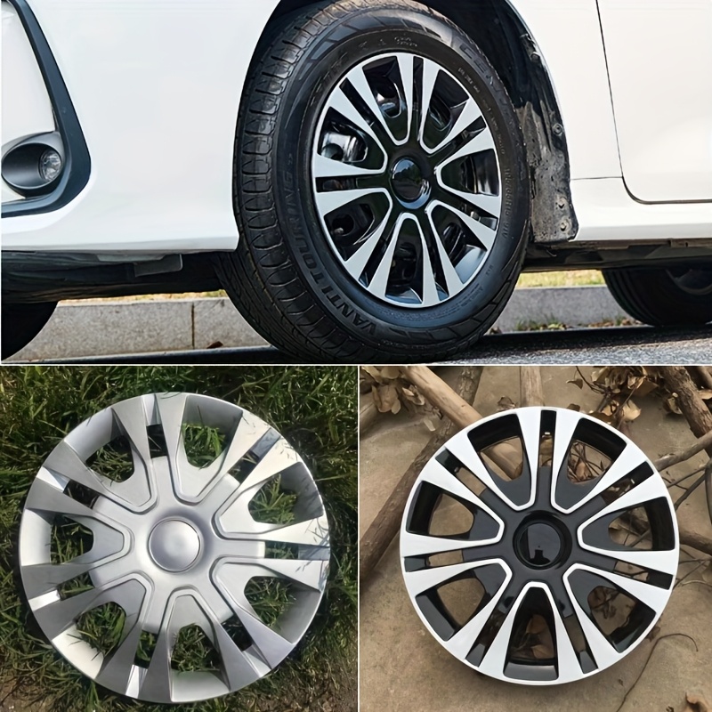 4 Stück R33.02 cm Modifizierte Radnabenkappen, Reifenkappen zur Dekoration, Universelle Radnabenabdeckungen * Set mit 4, Stilvolle Kratzfeste Zweifarbige Reifenmittenkappen-Eckverstärkungen, 