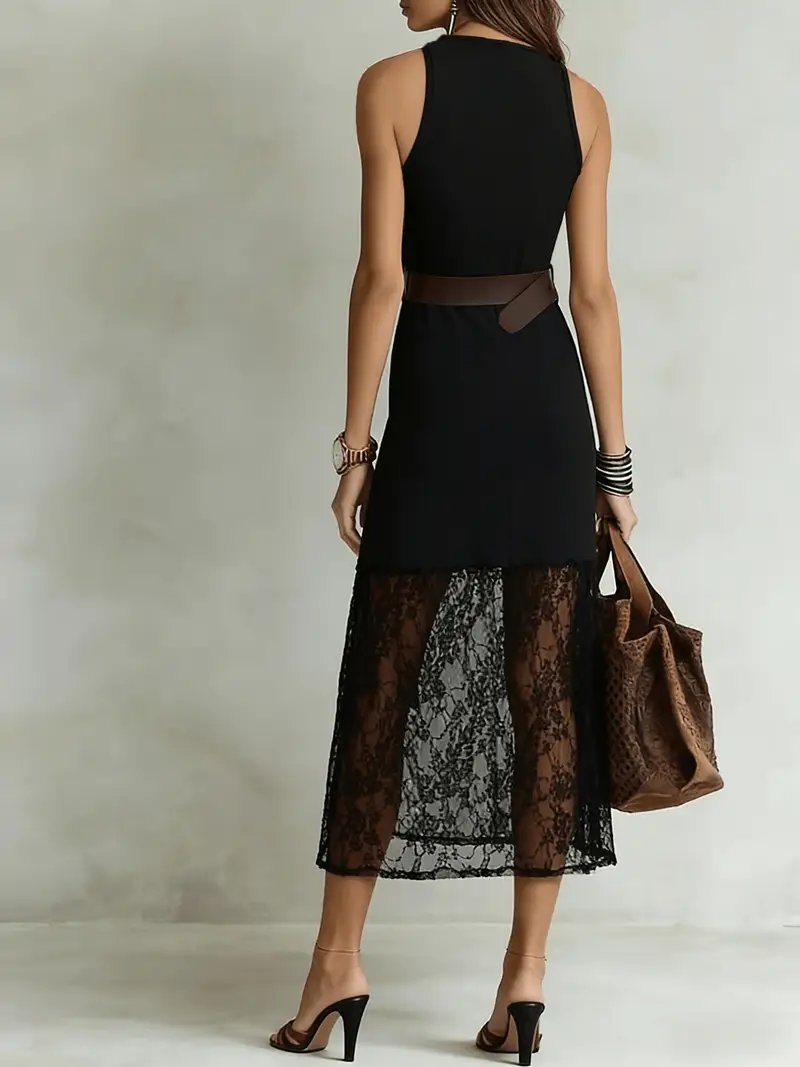 black lace dress with brown belt Buy Pour Moi Black Corded Lace Fitted Lorena Dress with Belt from Next USA