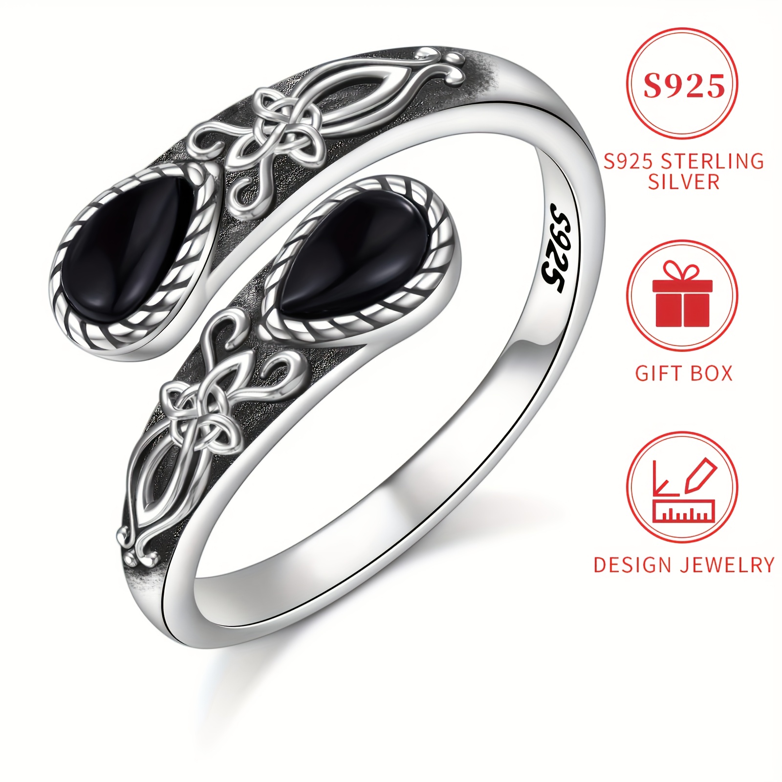 TEMU 1pc Bague à cuillère bohème vintage S925 argent pur, bijou de pouce réglable pour femmes, hypoallergénique, motif cœur et abeille, parfait pour