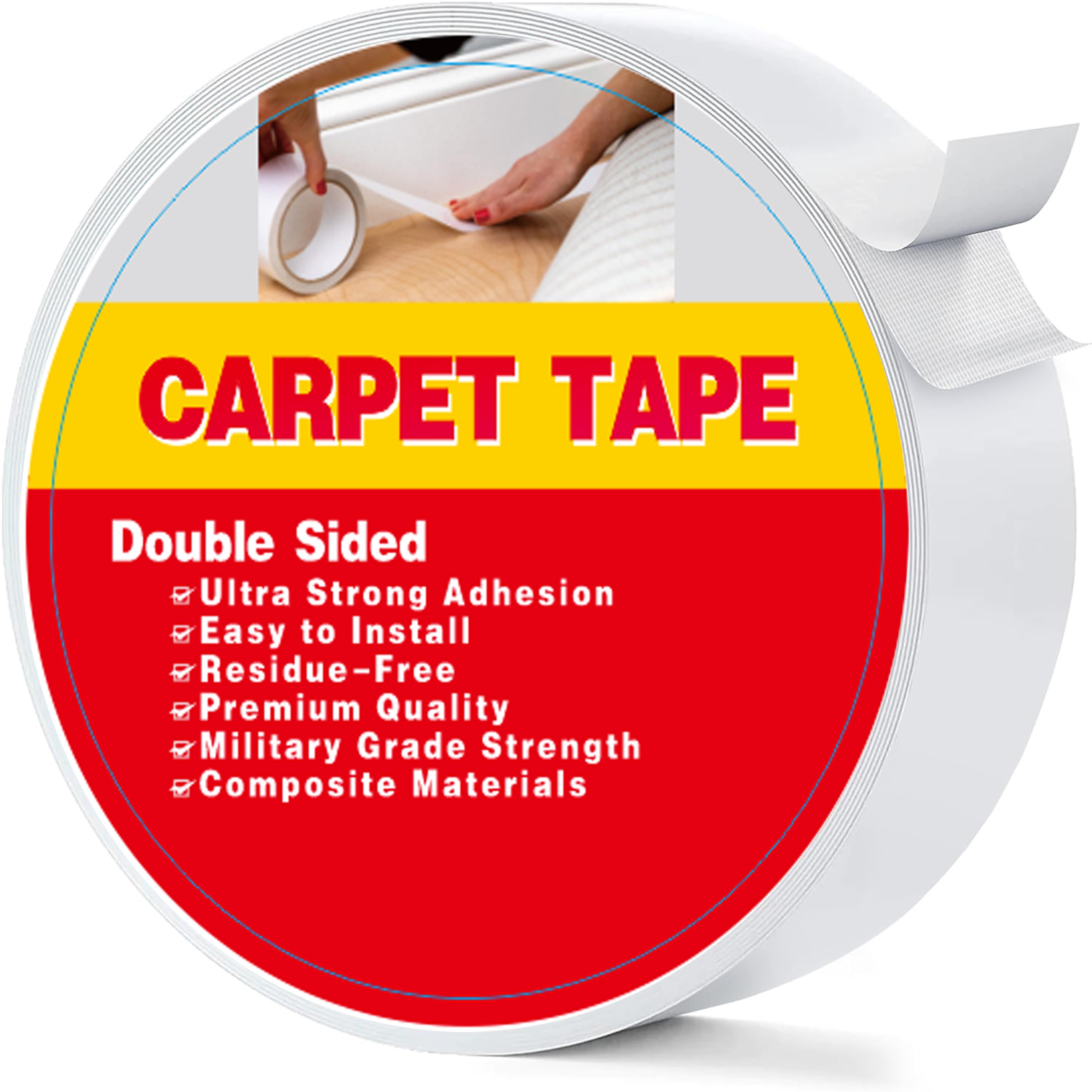 

Heavy Duty Double Sided Carpet Tape, 1.89 Inches X 10 Yards, Strong Adhesive, Removable, Waterproof For Hardwood Floors, Indoor/outdoor Carpets, Laminate, Area Rugs, Stairs, Bathroom Mats, White