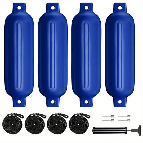 4pcs set of boat fenders inflatable ribbed boat fenders with fender lines for double eye boat fenders for docking fenders used for yachts etc