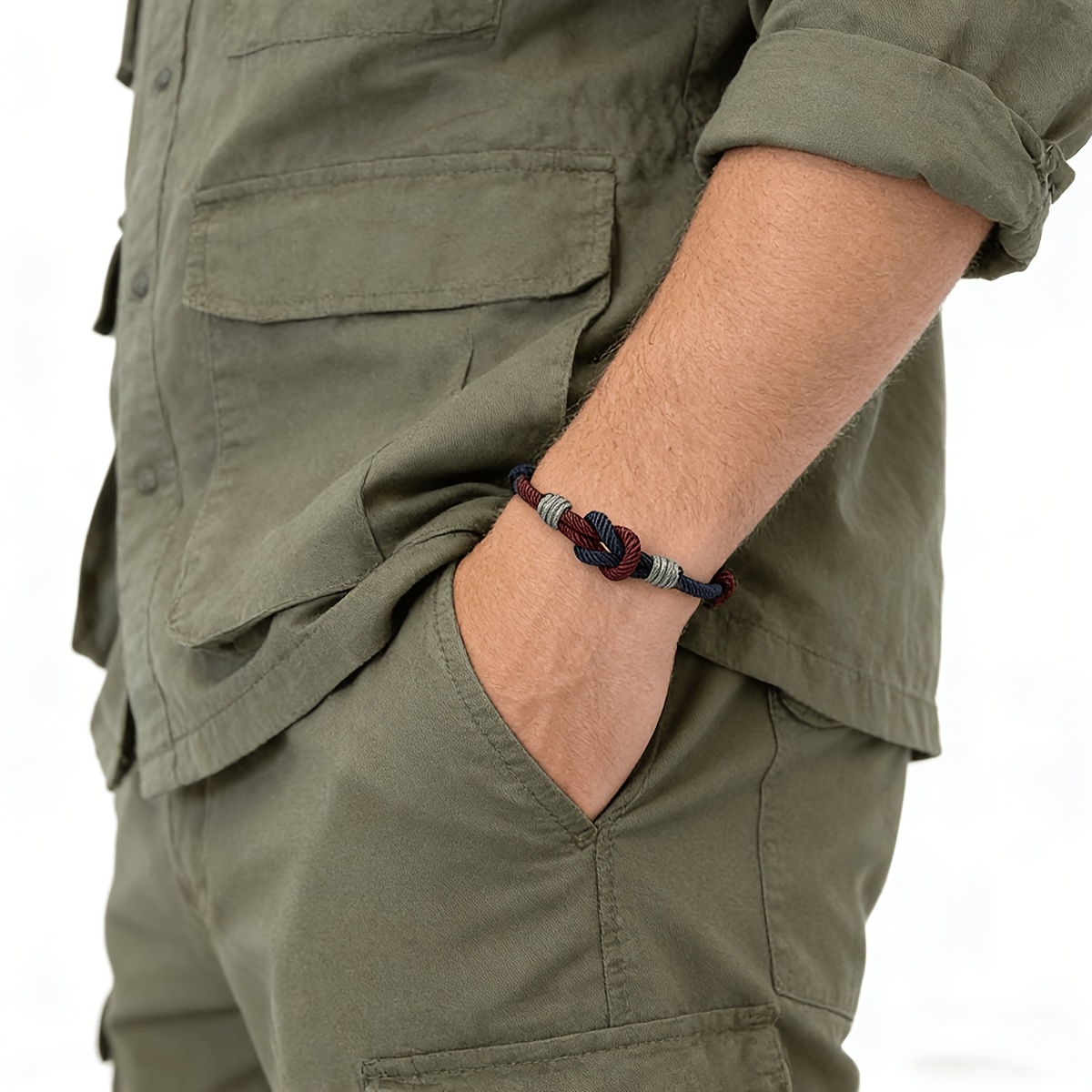 Men's Minimalist Braided Cord Bracelet, Handmade
