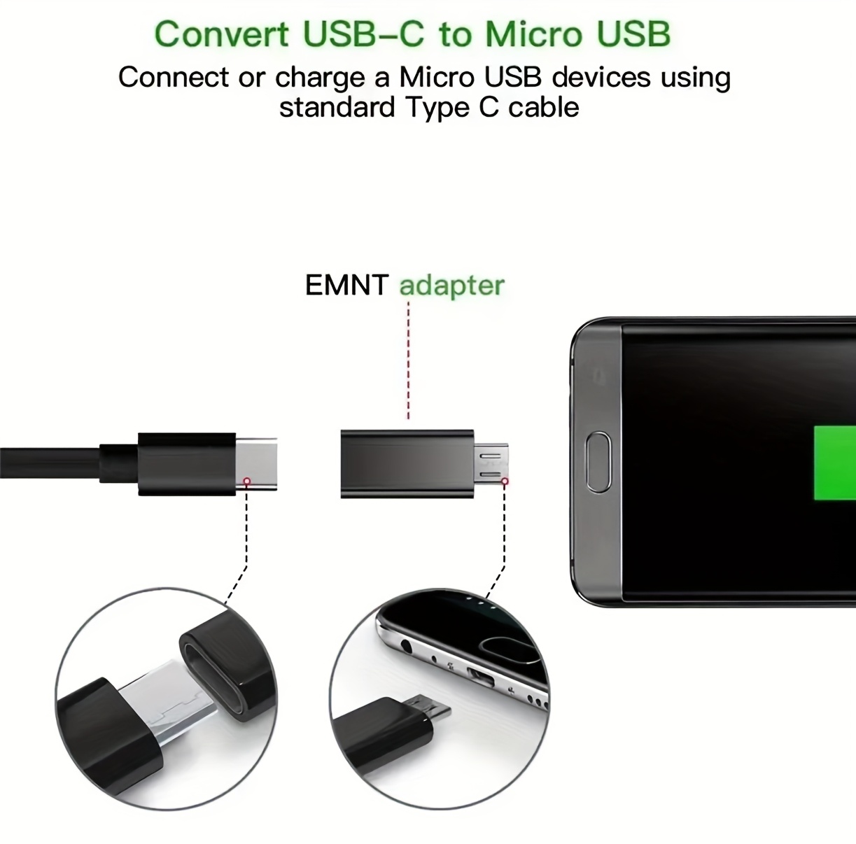 8 adaptadores de USB a USB C, conector hembra USB tipo C a USB, convertidor micro USB a USB C hembra/macho, para laptop, auto, teléfono inteligente, audífonos, micrófono y PC