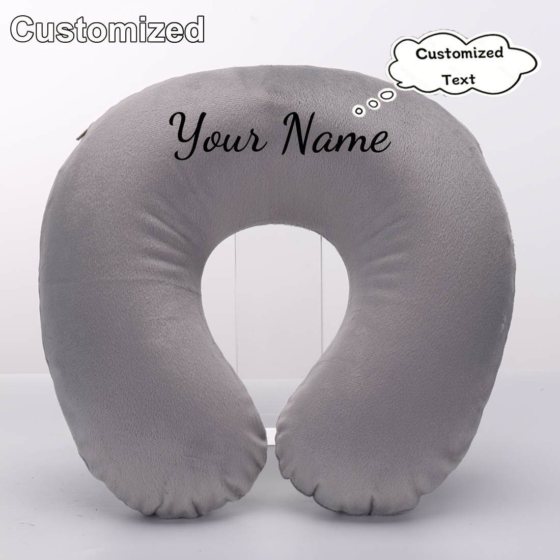 TEMU 1pc Travel Pillow Neck Soft Cover, Personalized Customizable Text Or Name, Portable Student Adult Cushion, Support And Protect The Cervical When