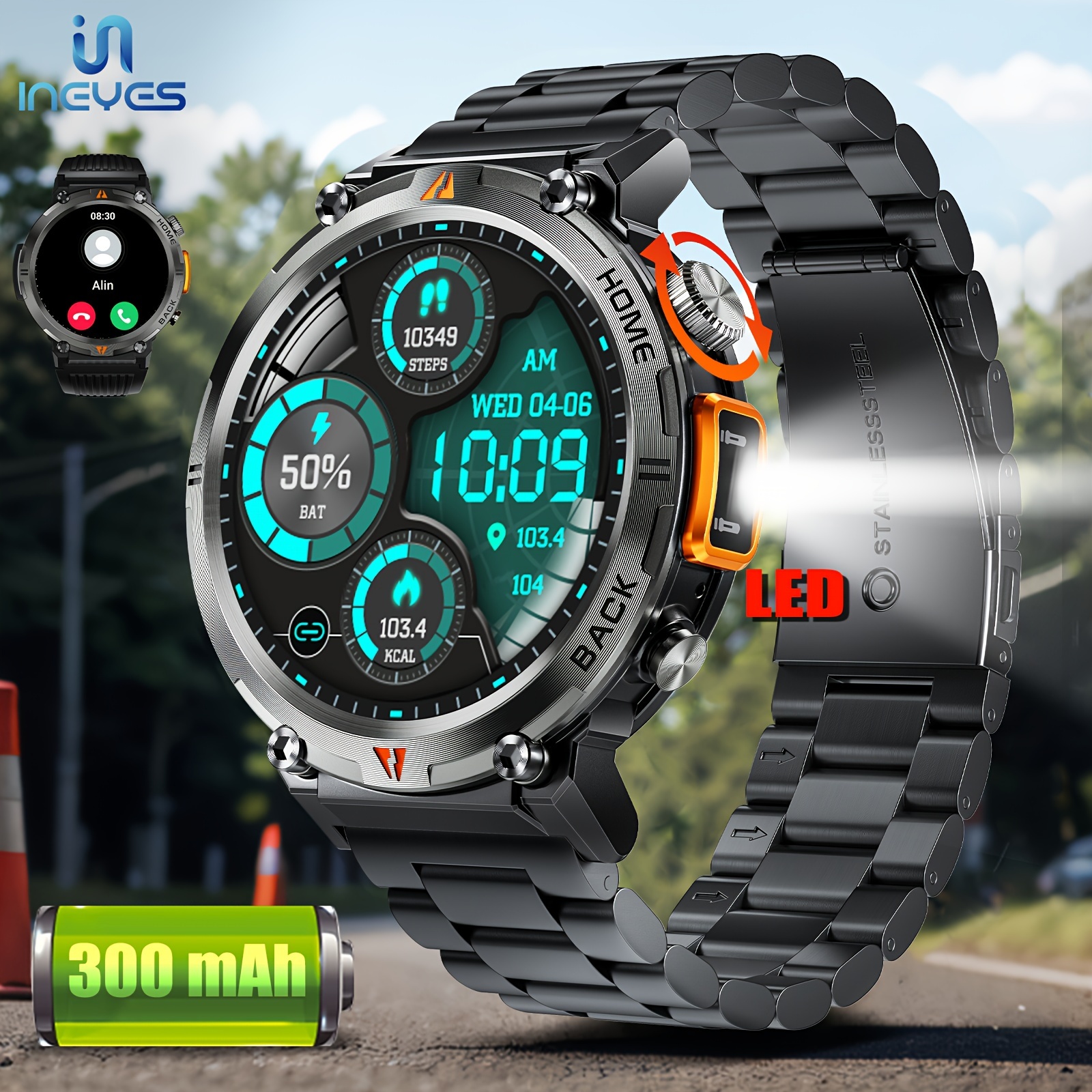 Military Smart Watch for Men Make Calls Rugged Tactical Smartwatch  Compatible with Android iPhone Samsung 1.39 HD Screen Heart Rate Sleep  Monitor Watch 108 Sports Modes Fitness Tracker (Black A)