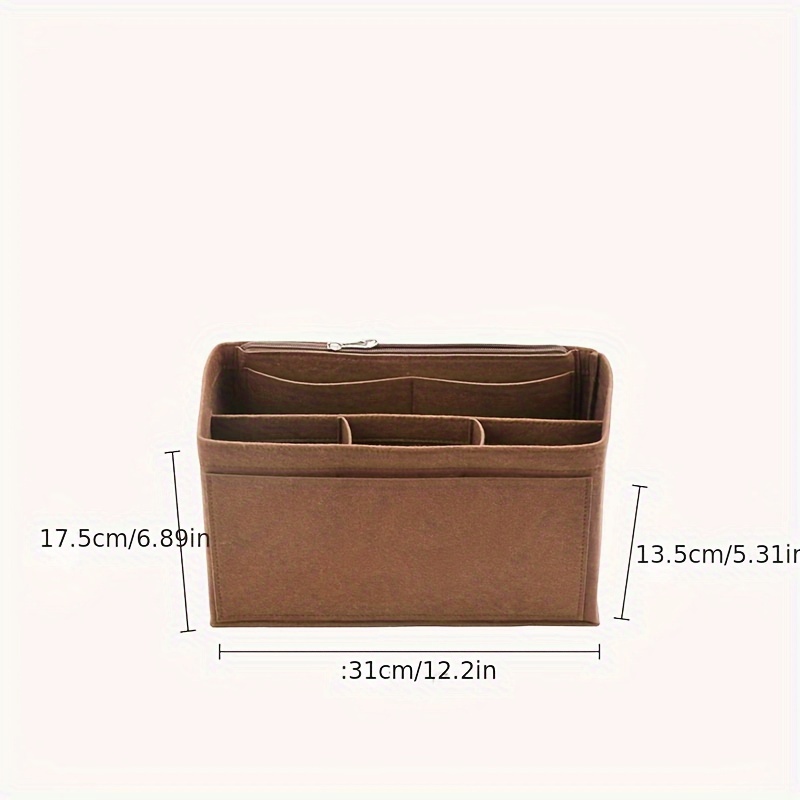 TEMU Purse Organizer Insert Felt Bag With Zipper And Stitched Bottom, Soft Fabric, Portable And Practical