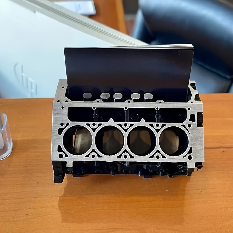 

Auto Enthusiast's Dream: Engine Block Desk Organizer - Abs Business Card & Pen Holder, Perfect Gift For Mechanics And Car Lovers