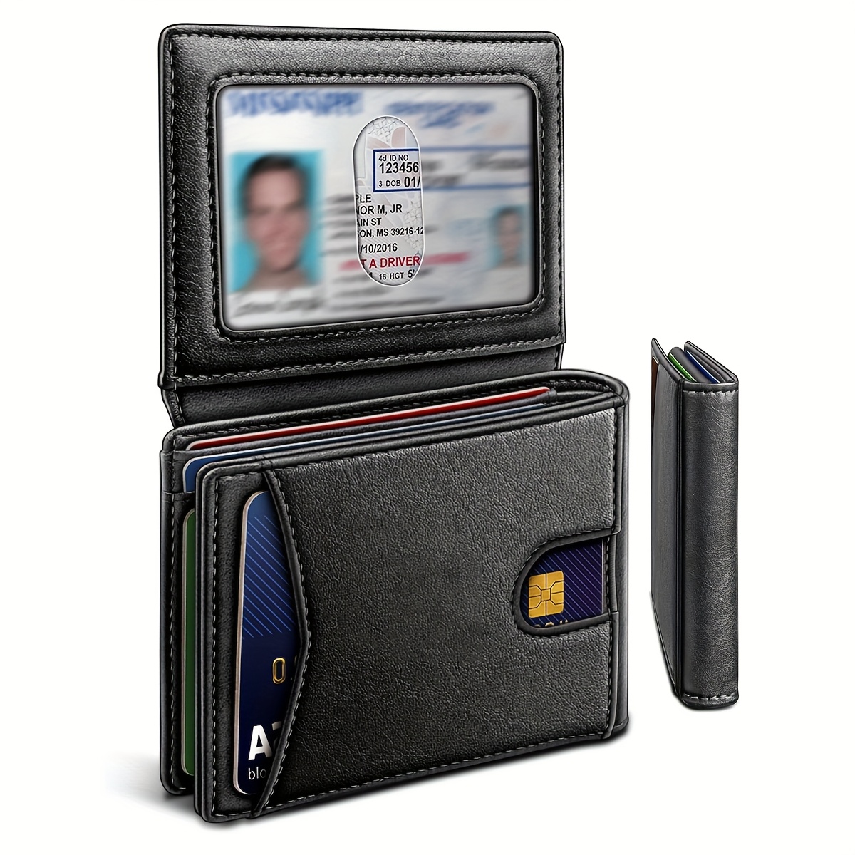 Image of Men'-thin Faux Leather Wallet With Rfid Blocking, 11-slot Design, Front Pocket Card Holder, Black, Valentine's Day & Father's Day Gift For Him, Wallet | Minimalist Wallet | Durable Faux Leather Wallet