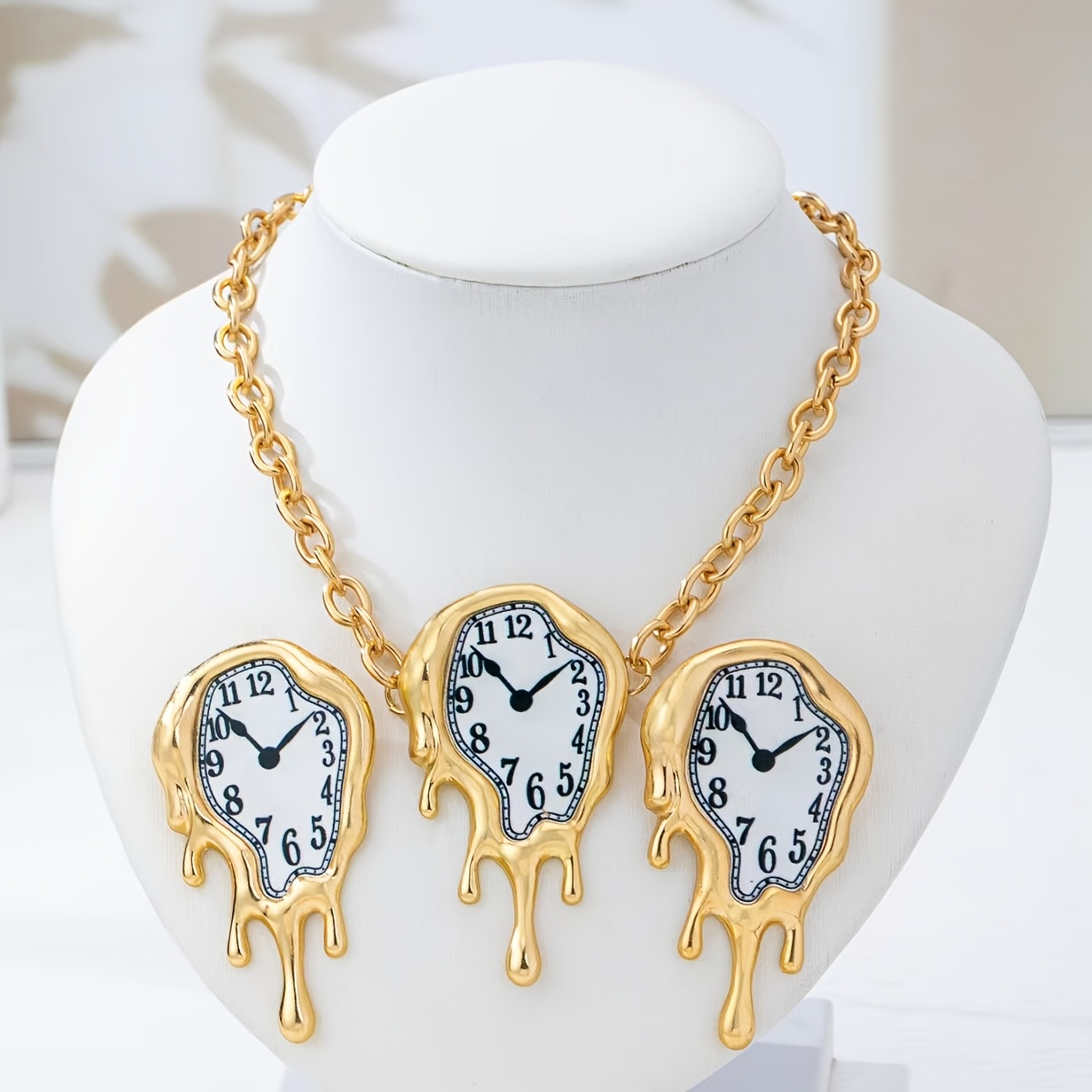 TEMU European And Niche Design Earrings And Necklace 2pcs Set, European And American Versatile Jewelry