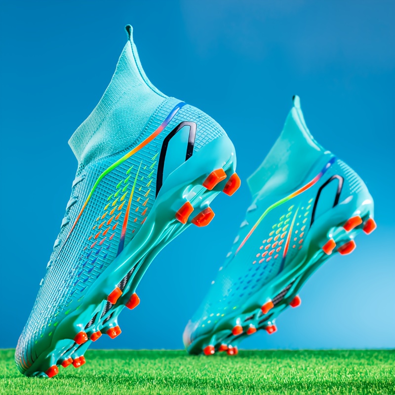 Zapatillas de Césped Artificial de Caña Alta para Hombre - Ligeras y Transpirables, con Suela Antideslizante, Diseño Degradado Blanco/Naranja. Adecuadas para Entrenamiento al Aire Libre y Partidos en Humedales, Zapatillas - Imagen 3