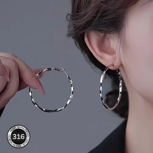 25mm Round Hoop Earrings In Sterling Silver - Foto 8