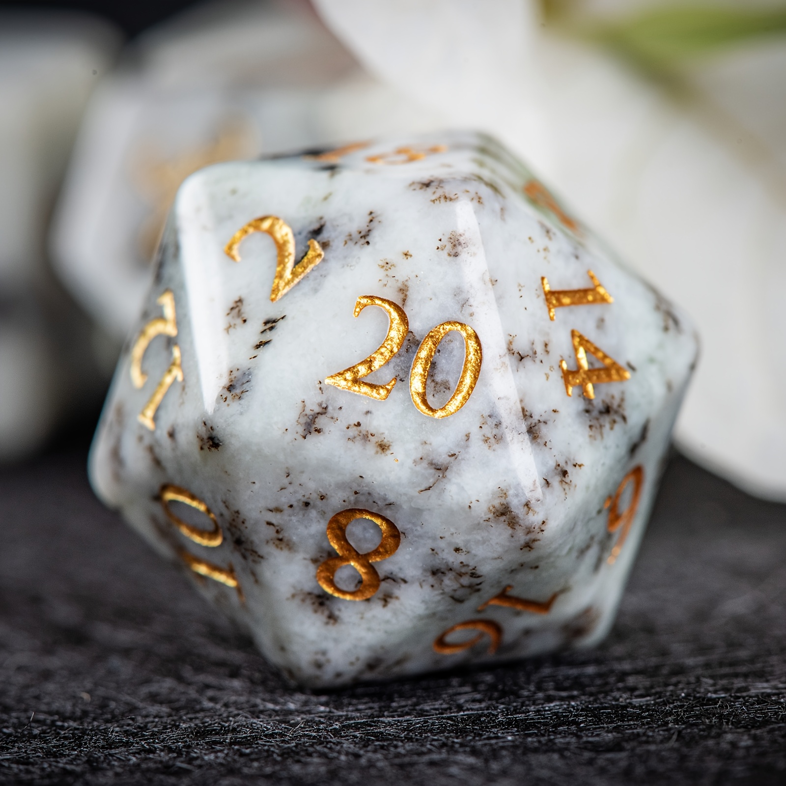 7 Wood Grain Stone Dice for Role-Playing Games