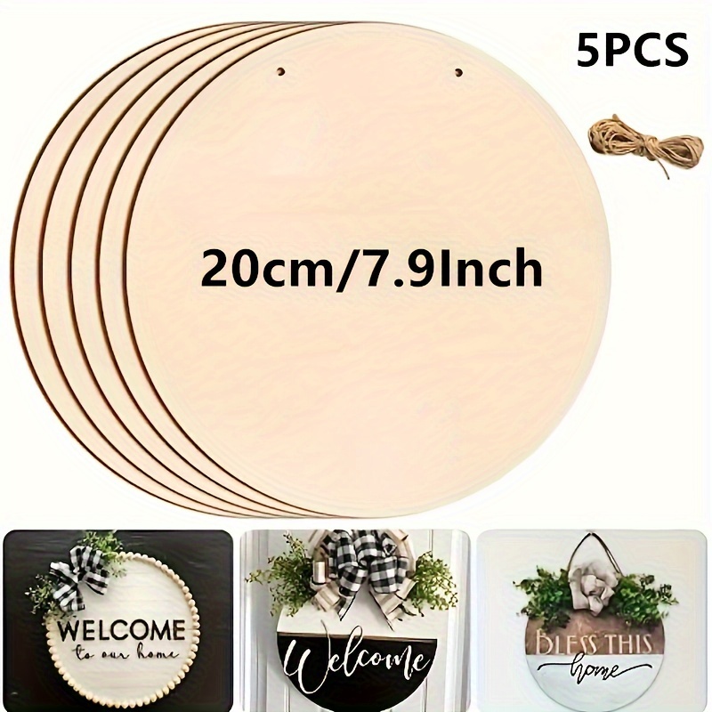 

5pcs Plywood Wood Rounds For Crafts - Diy Craft Circles For Painting, Wood Burning, Door Signs, Home Decor & Valentines Projects - 20cm Diameter